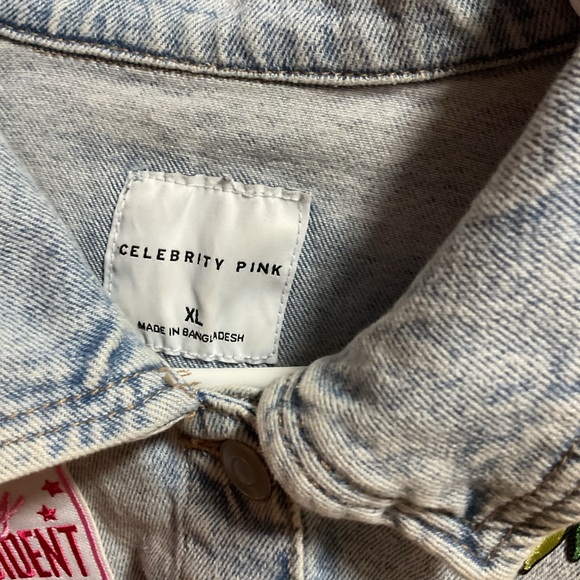Upcycled Celebrity Pink Classic Washed Denim Trucker Jacket - Picture 3 of 4